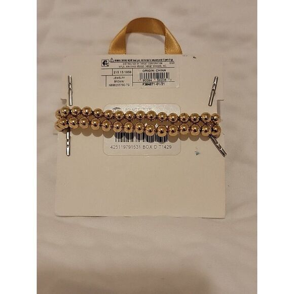 Beloved + Inspired Gold Tiger Eye Bee Charm Duo Stretch Beaded Bracelet 2 Count - Picture 2 of 3